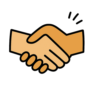 Icon zum Thema „mit Hand anlegen“: Zwei sich reichende Hände